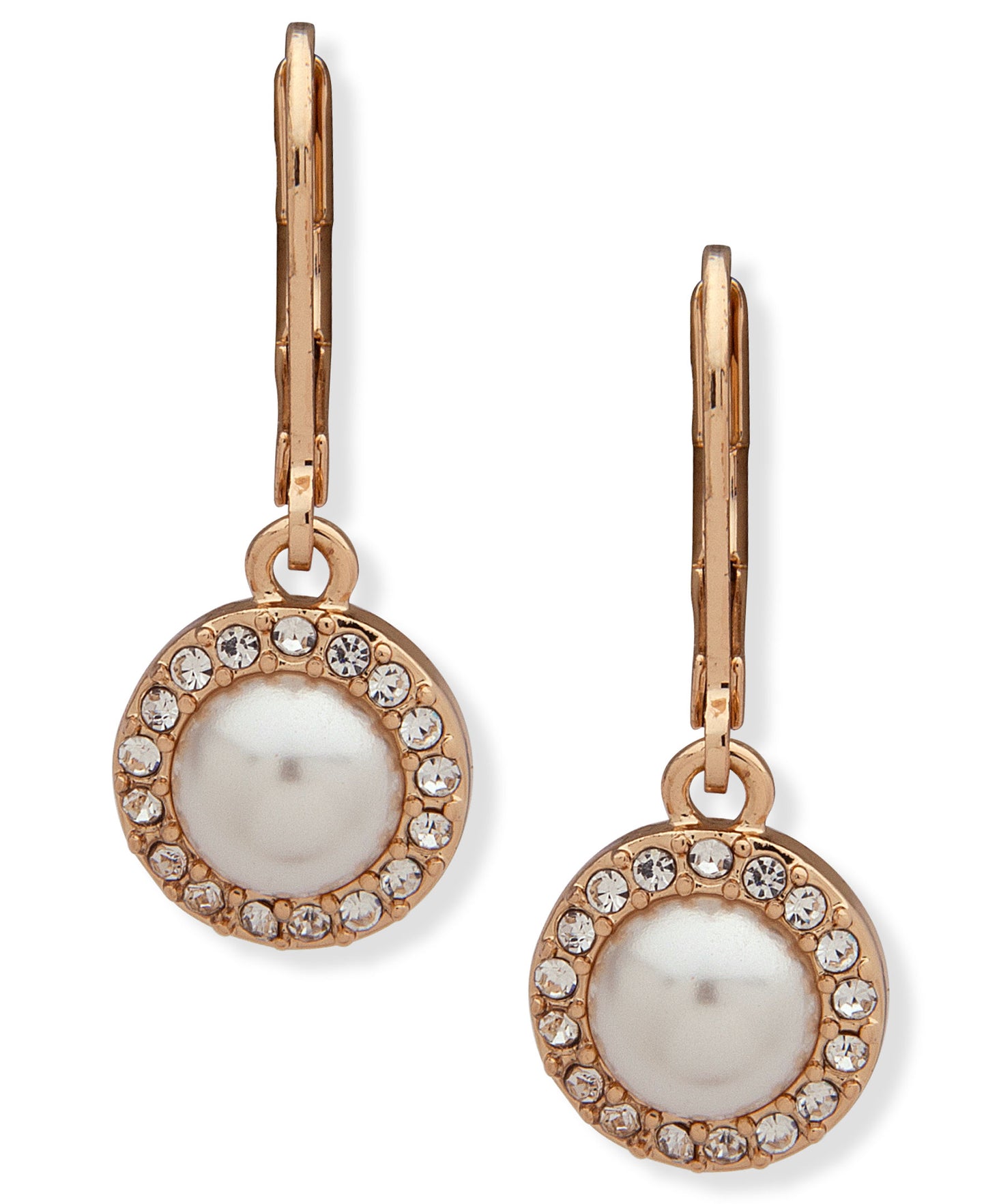 Anne Klein Women's White Pearl Halo Drop Earrings, Size: 0