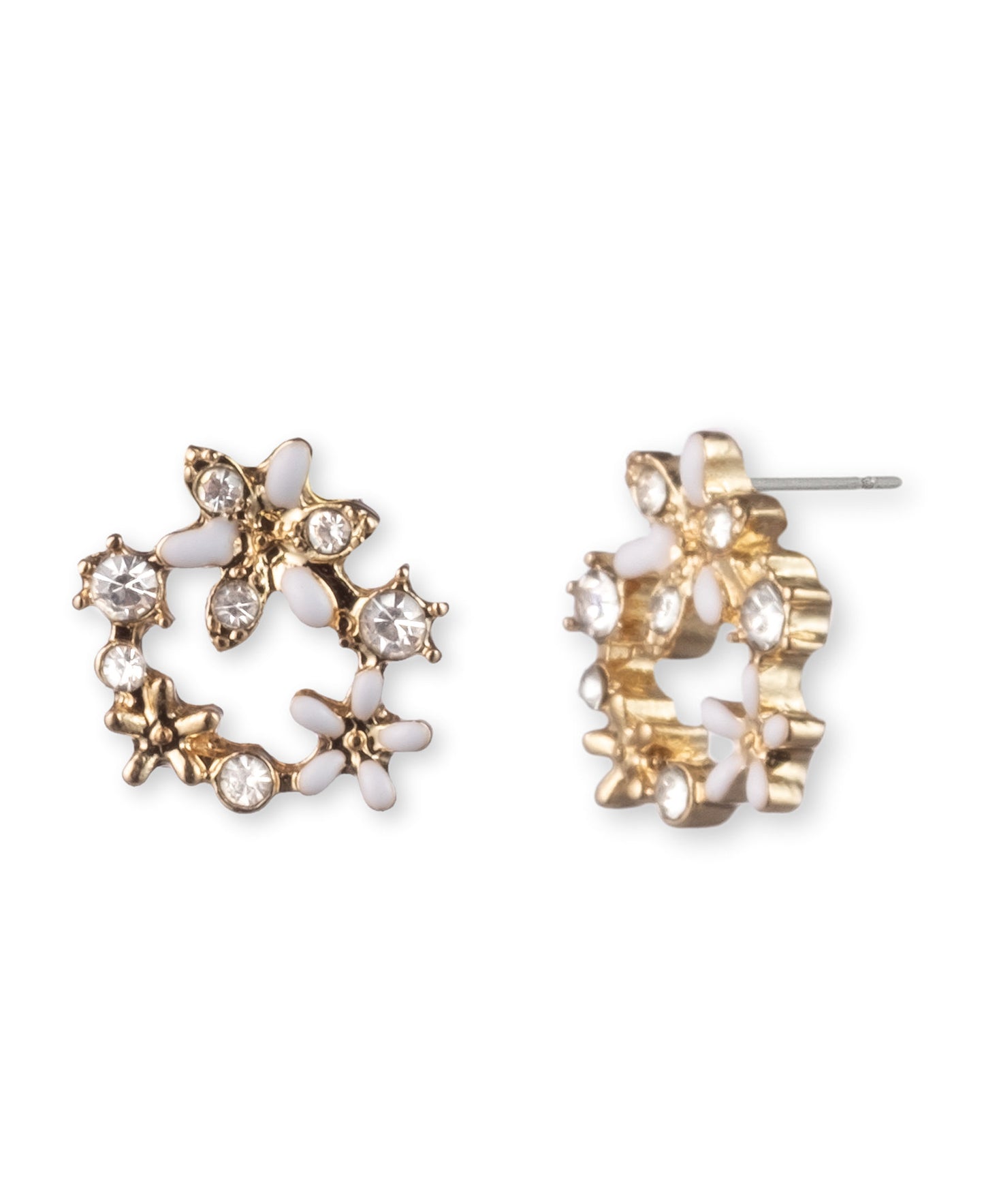 PE OPEN FLOWER STUD - GLD/WHITE