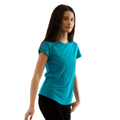 Cariloha Women's Bamboo Athletic Crew - Moisture Wicking Workout T Shirt - Small - Teal