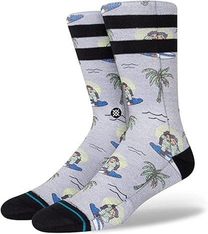 Stance Crew Surfing Monkey Socks (Small, Grey)