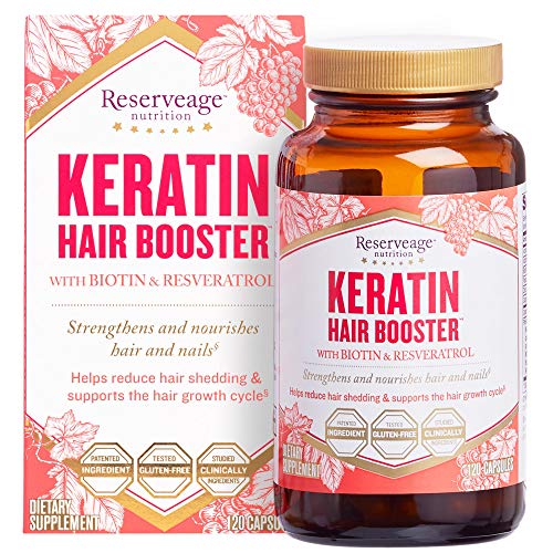 Reserveage, Keratin Hair Booster, Hair and Nails Supplement, Supports Healthy Thickness and Shine with Biotin, 120 capsules (60 servings)