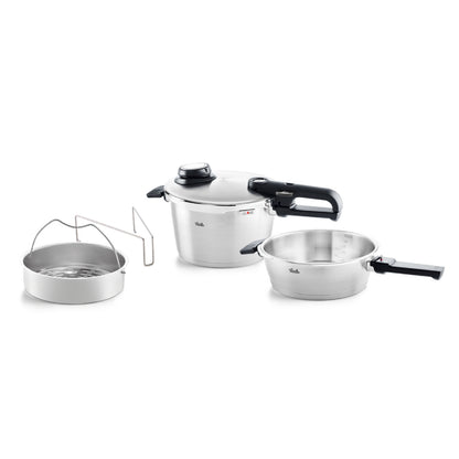 Fissler vitavit premium/pressure cooker set, 4piece set (4.8 quart, √ò 8.7‚Äù & pressure skillet 2.6 quart, √ò 8.7‚Äù) includes metal lid, insert - Induction