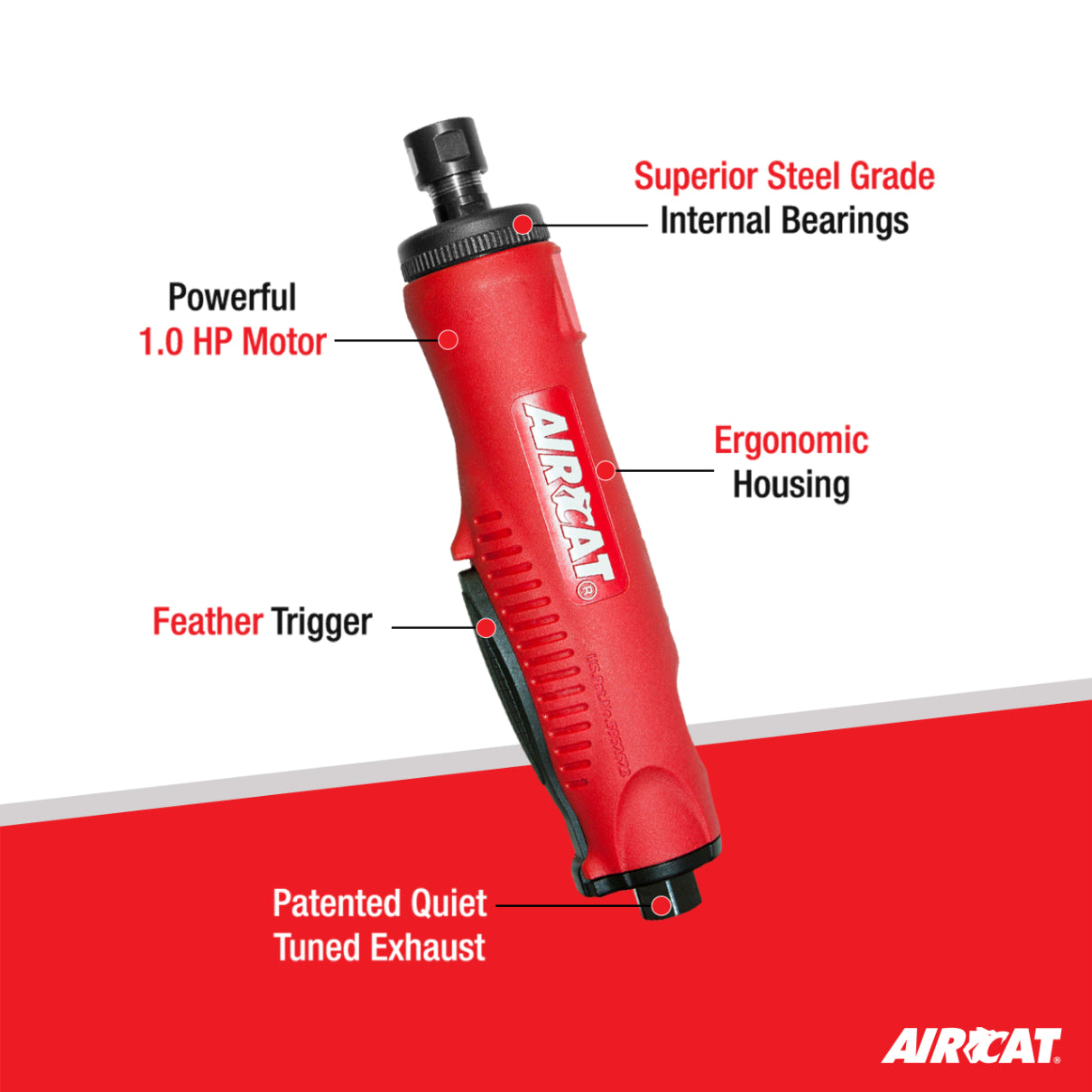 AIRCAT 6260 1.0 HP Composite Straight Die Grinder 22,000 RPM