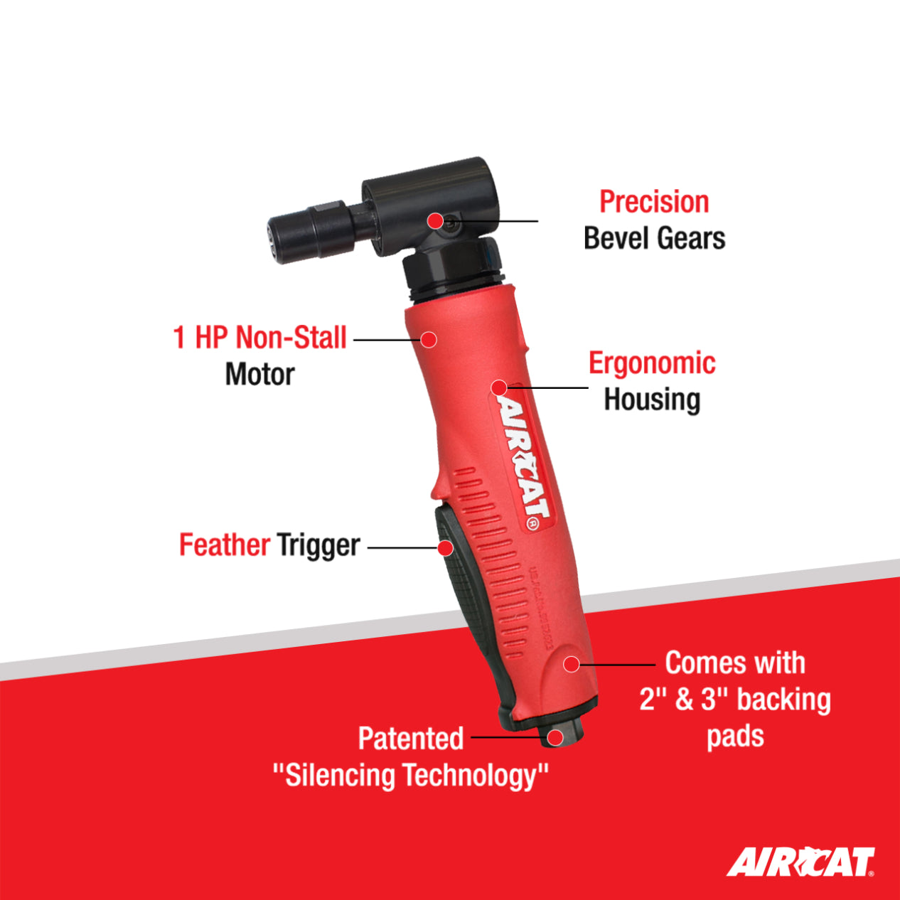 AIRCAT 6265 1.0 HP Composite Angle Die Grinder 18,000 RPM