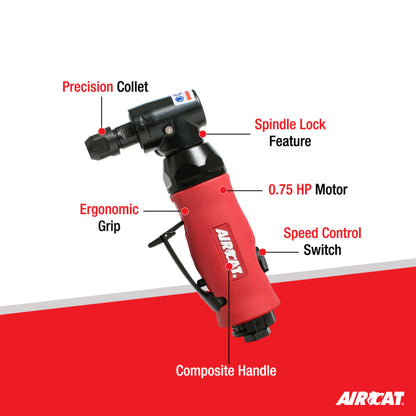 AIRCAT 6280 .75 HP Angle Die Grinder with Spindle Lock 18,000 RPM