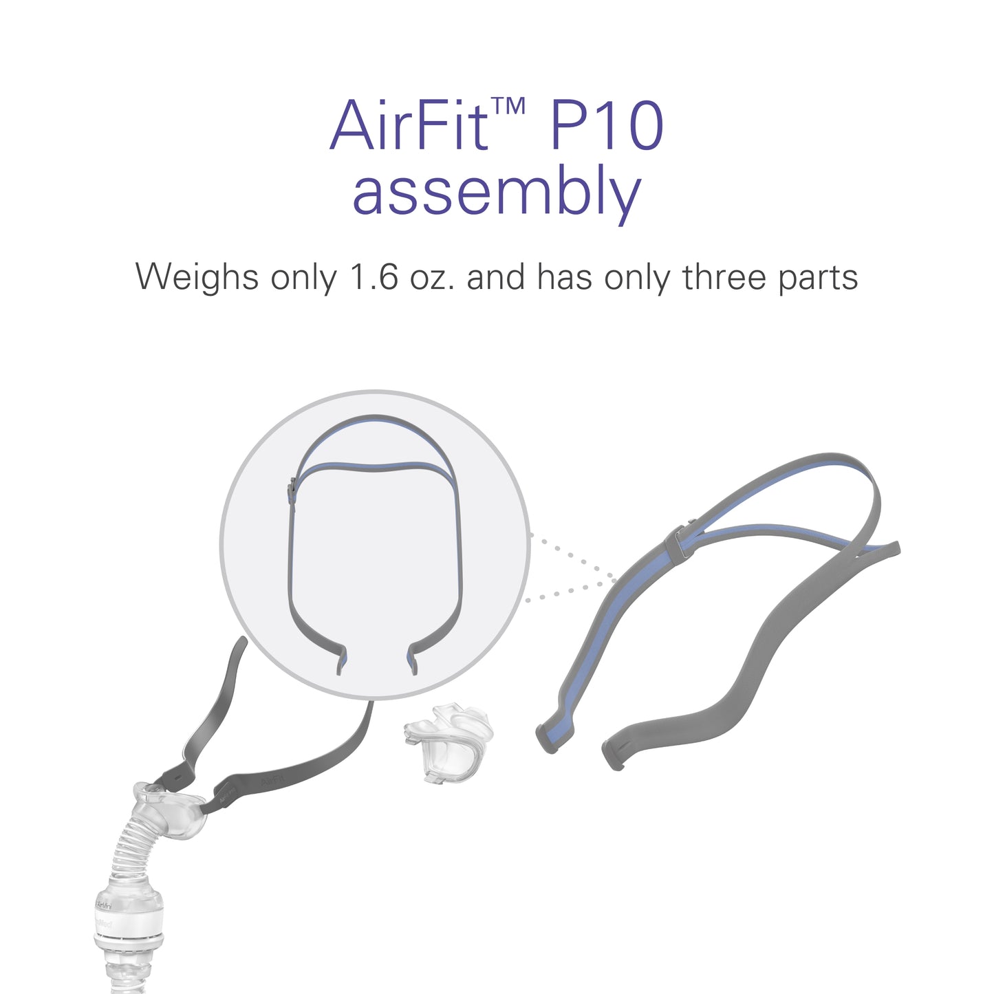 Resmed 62935 Air Fit P10 Headgear Assembly,Blue
