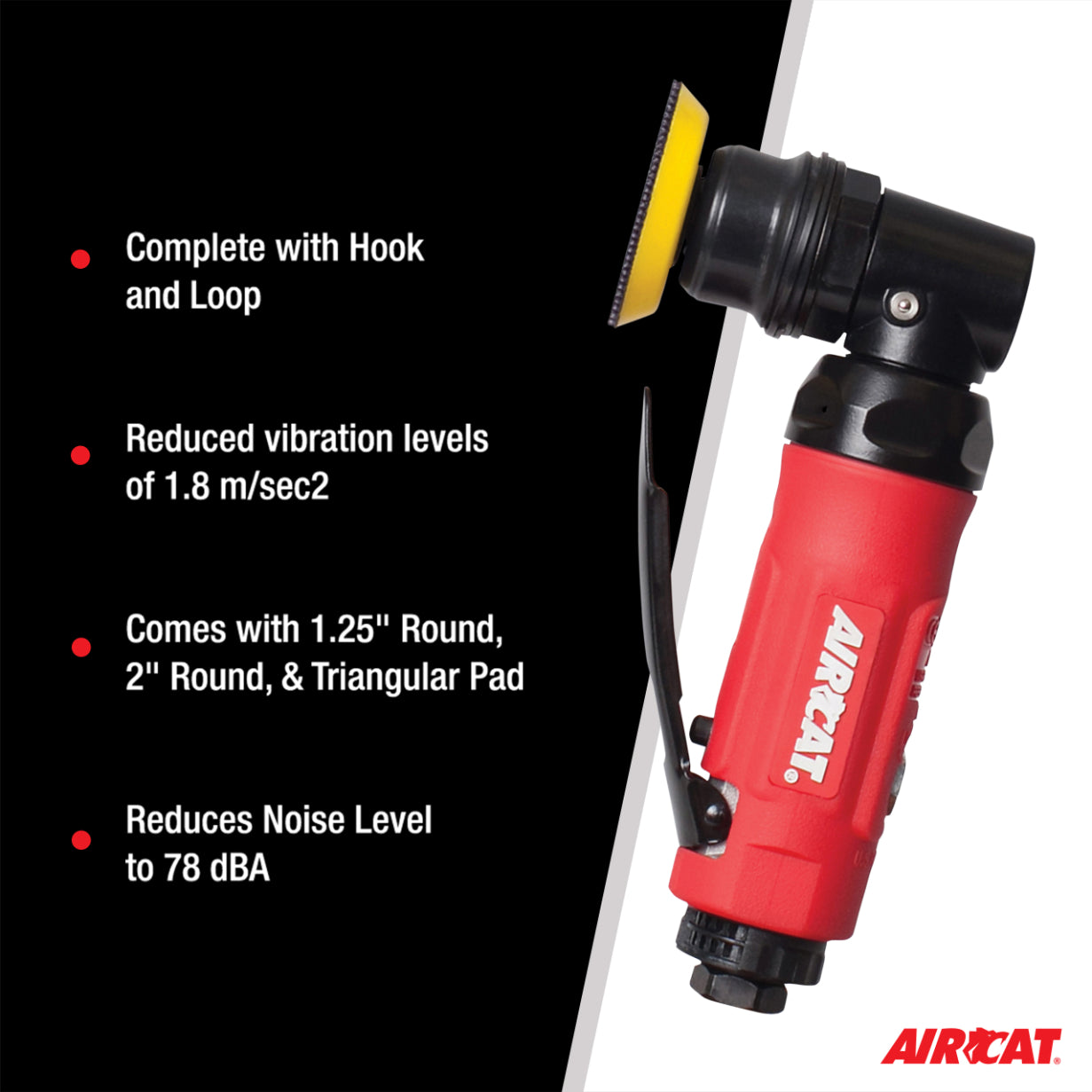 AirCAT 6320 Mini Spot Sander/Polisher with 3 Pads , Red , Small