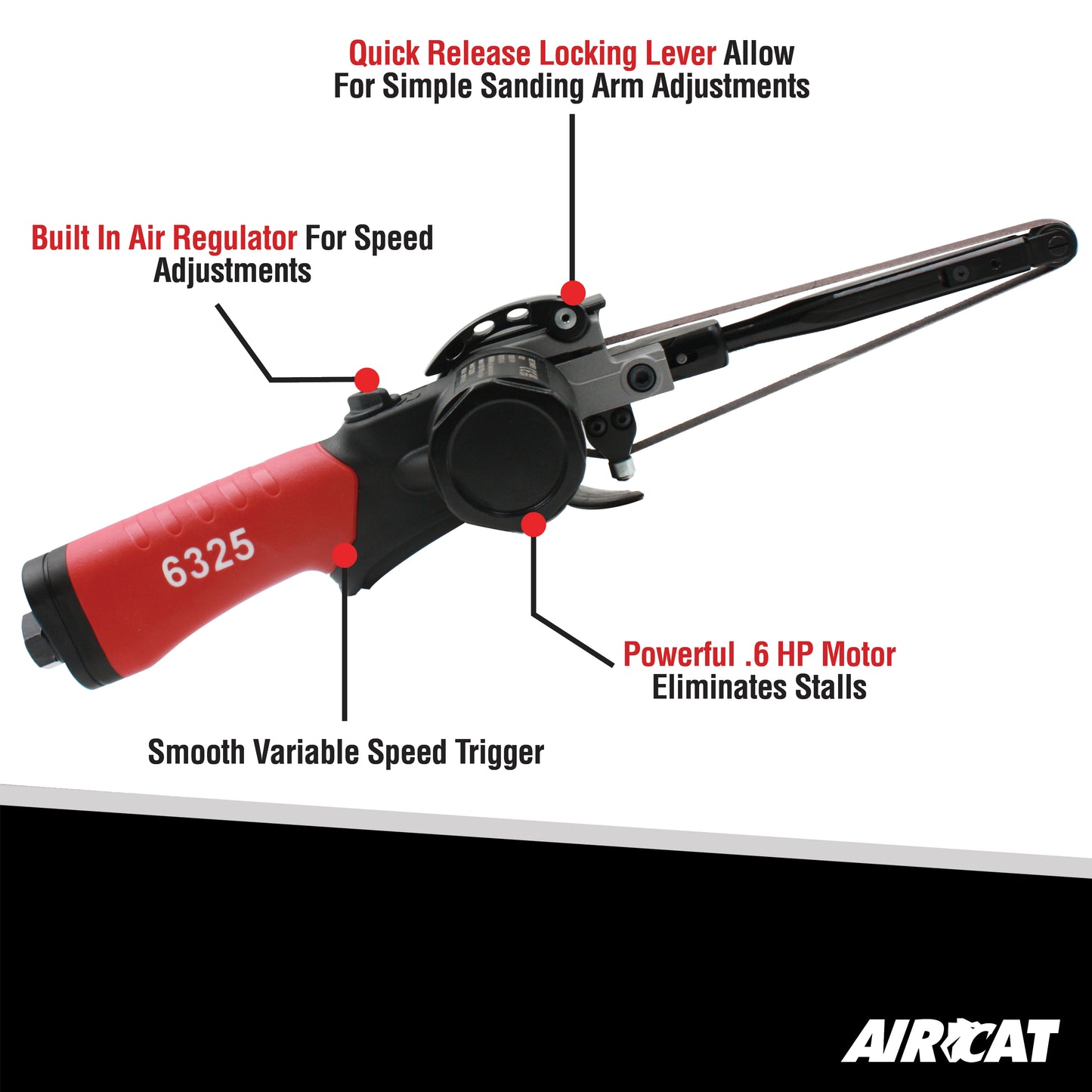 Aircat 6325: .6 HP 1/2" x 18" Composite Belt Sander