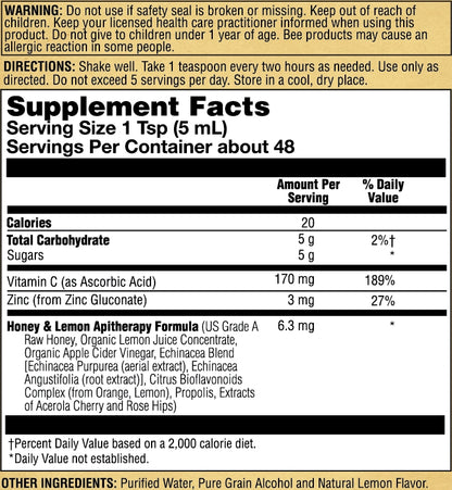 Honey Gardens Syrup - Honey & Lemon, Syrup (Btl-Glass) | 8oz