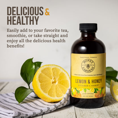 Honey Gardens Syrup - Honey & Lemon, Syrup (Btl-Glass) | 8oz