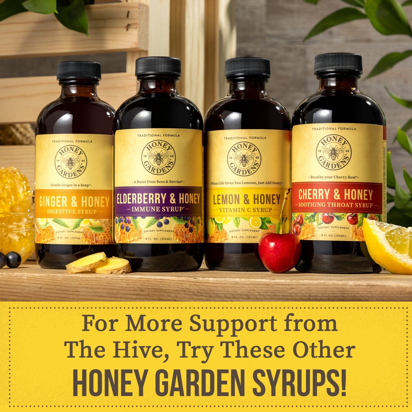 Honey Gardens Syrup - Honey & Lemon, Syrup (Btl-Glass) | 8oz