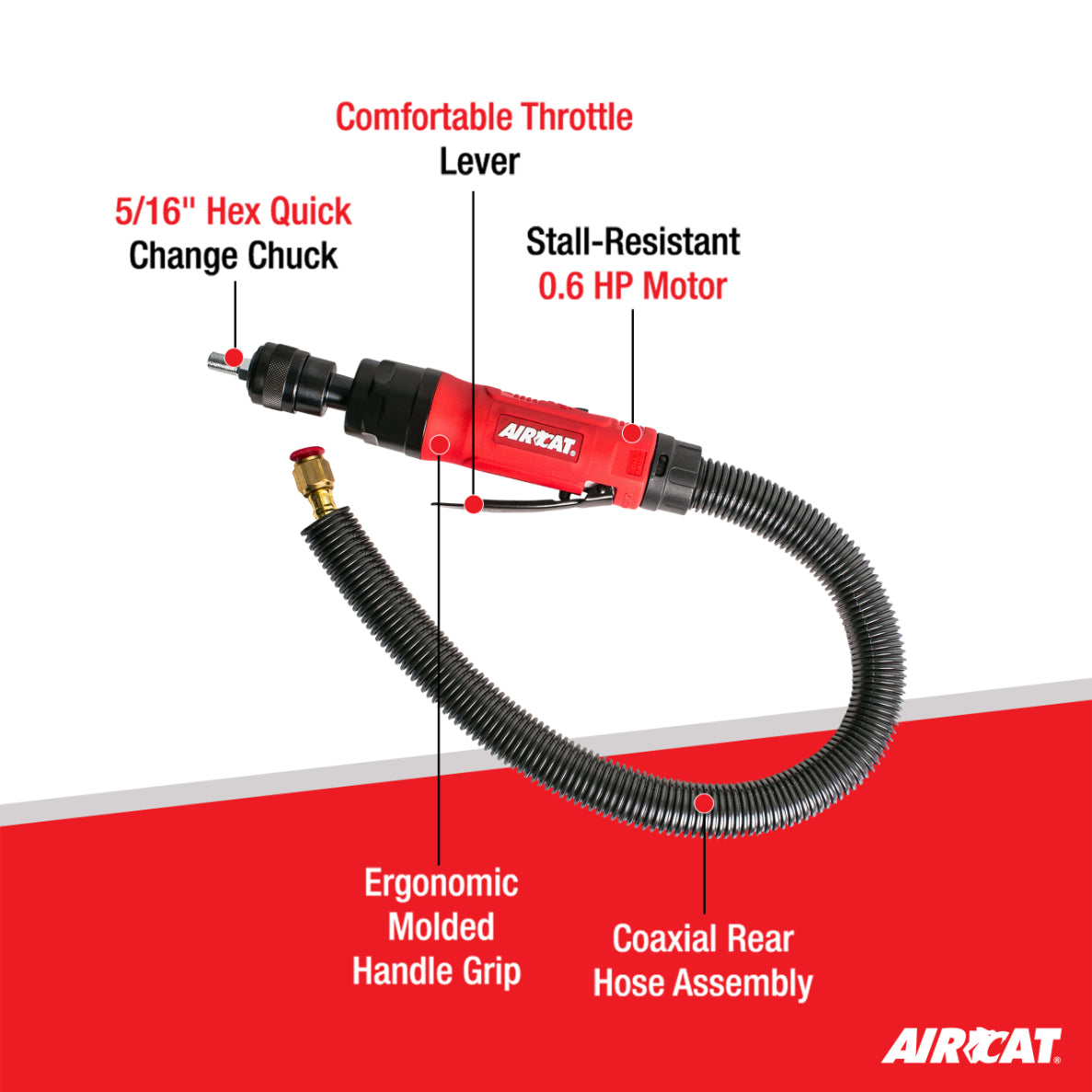 AIRCAT 6403: .6 HP Low Speed Composite Tire Buffer 3,600 RPM