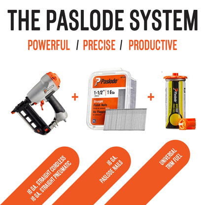 Paslode, Finishing Nail, 650283, Straight, 16 Gauge, 2,000 per Box, 1 1/2 inch