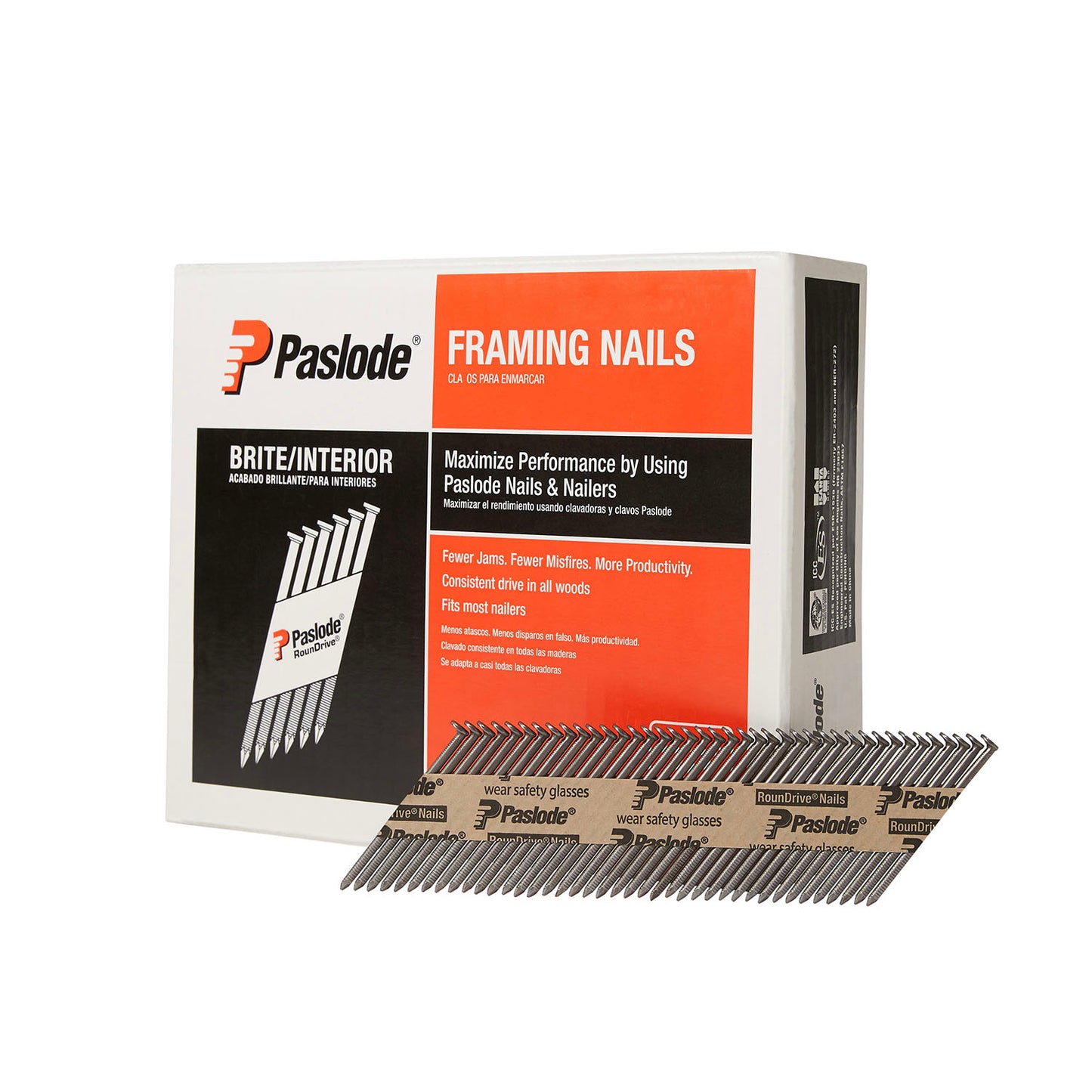 Paslode, Framing Nails, 650603, 30 Degree RounDrive Brite, 2 3/8 inch x.113 Gauge, Ring, 2,000 per Box