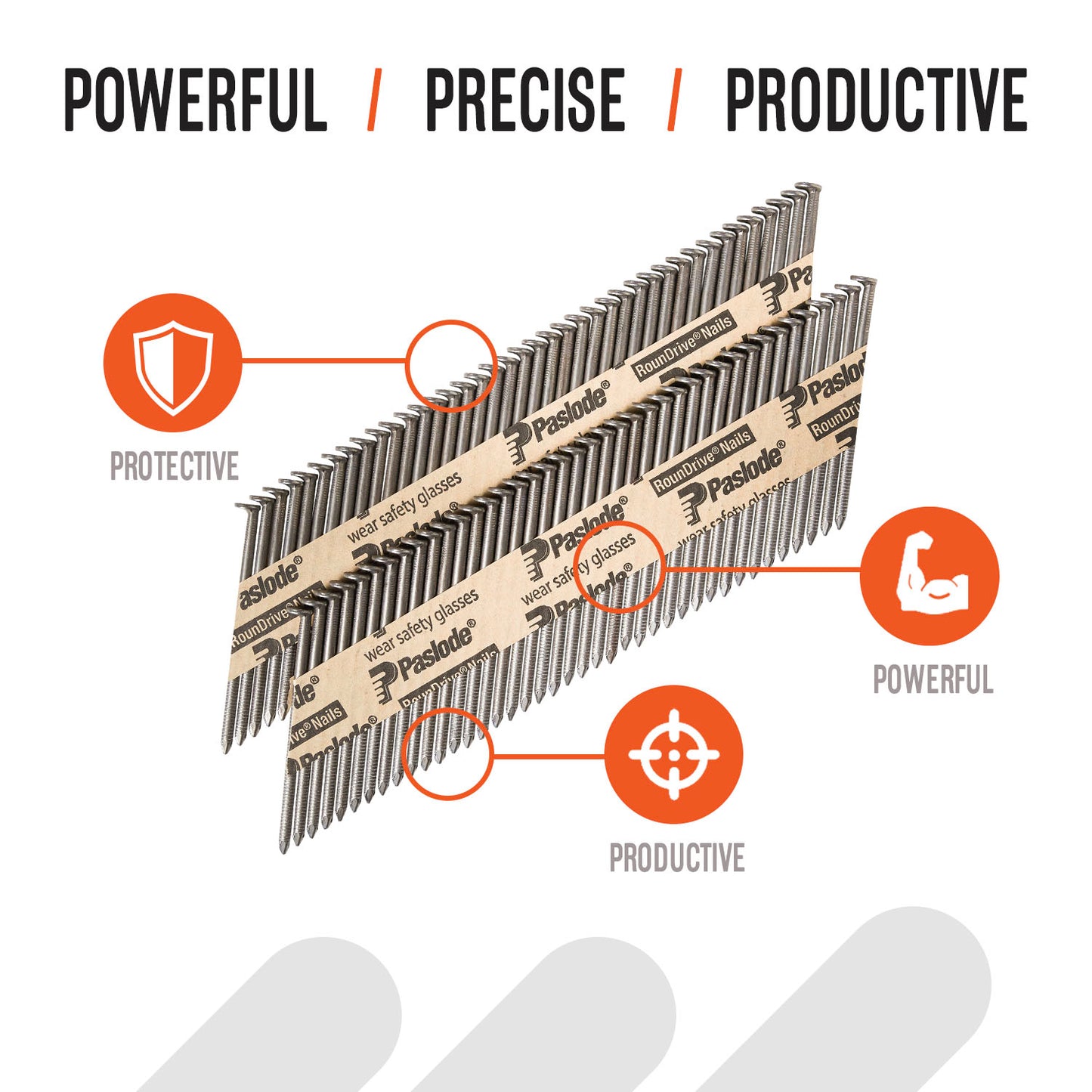 Paslode, Framing Nails, 650603, 30 Degree RounDrive Brite, 2 3/8 inch x.113 Gauge, Ring, 2,000 per Box