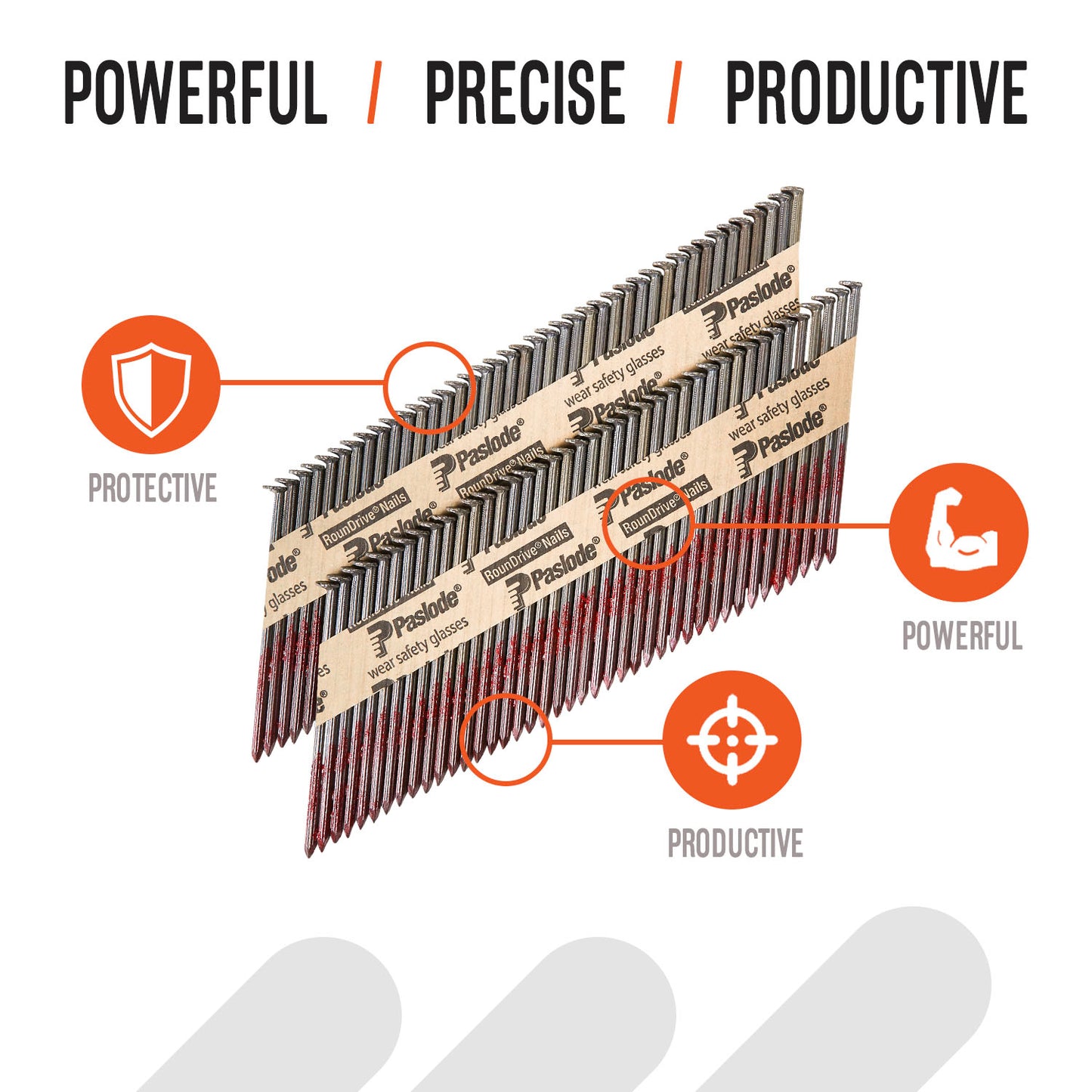 Paslode, Framing Nails, 650836, 30 Degree RounDrive Brite, 3 inch x .120 Gauge, Smooth, 2,500 per Box