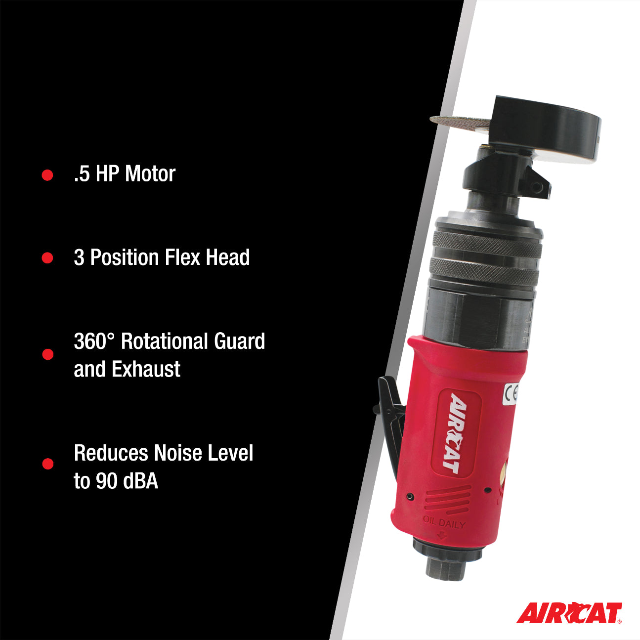 AIRCAT 6530: .5 HP 3-Inch Flex Head Cut-Off Tool 18,000 RPM Free Speed