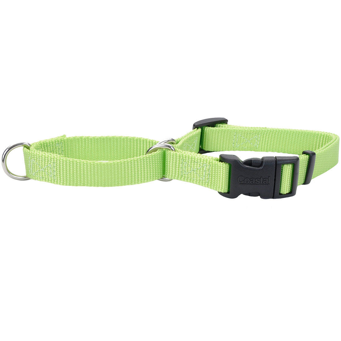Coastal - No Slip - Martingale Adjustable Dog Collar with Buckle, Lime, 1" x 22"-29"