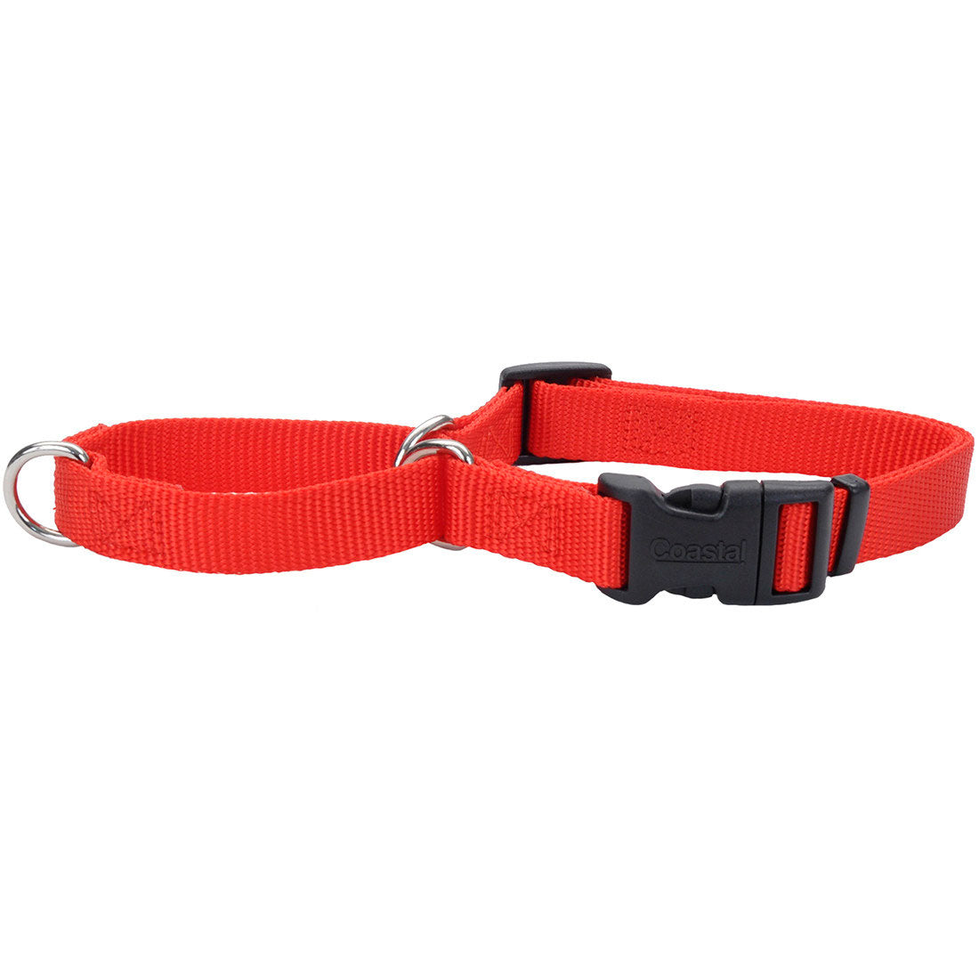 Coastal - No Slip - Martingale Adjustable Dog Collar with Buckle, Red, 1" x 22"-29"