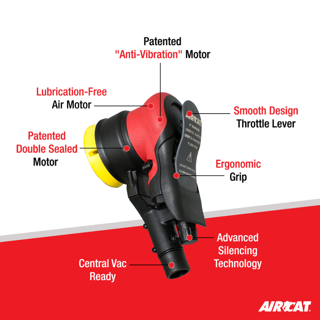 AirCAT 6700-3-336CV 3" Central Vacuum Palm Sander 3/16" Orbit