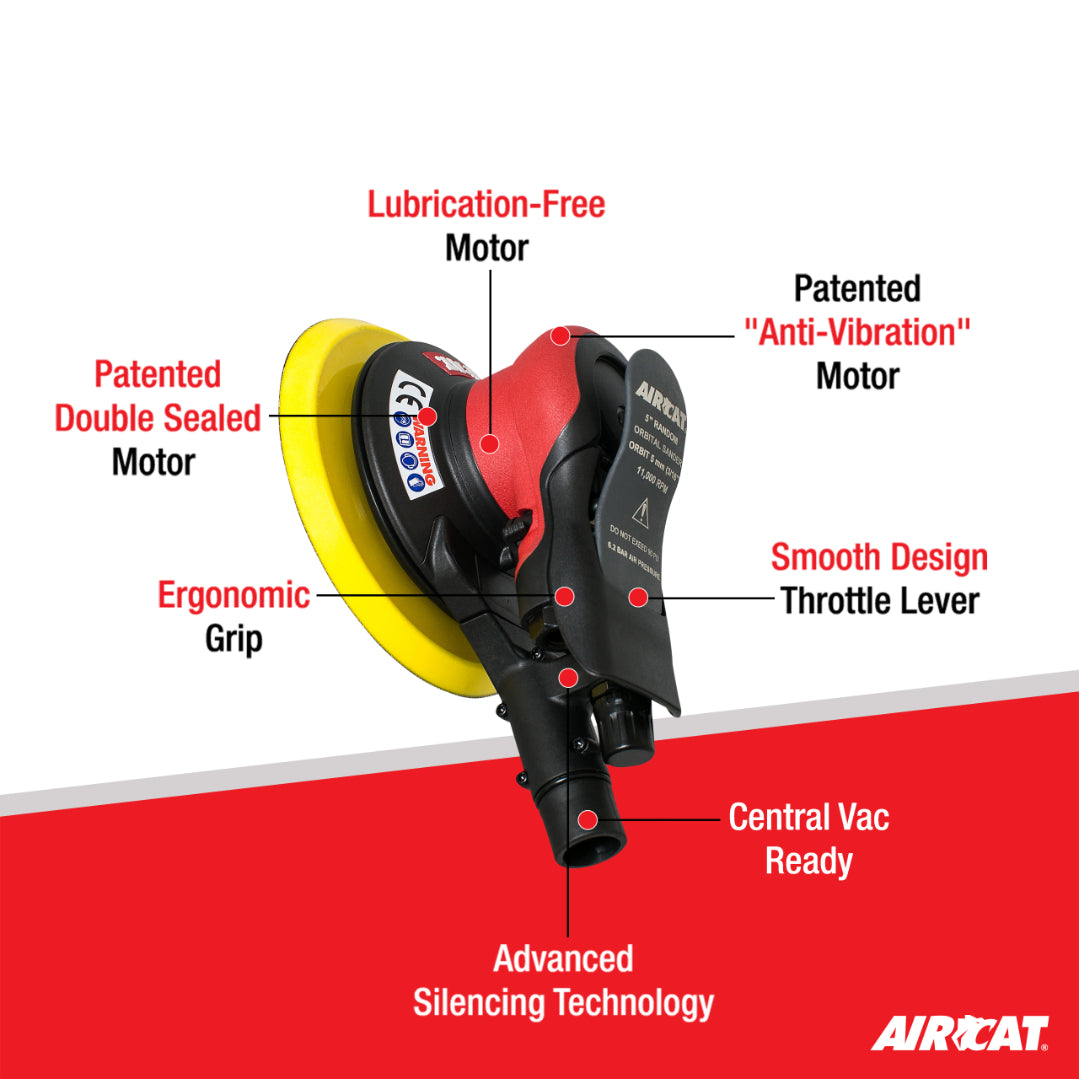 AIRCAT 6700-5-336CV: Central Vac Orbital Palm Sander 11,000 RPM