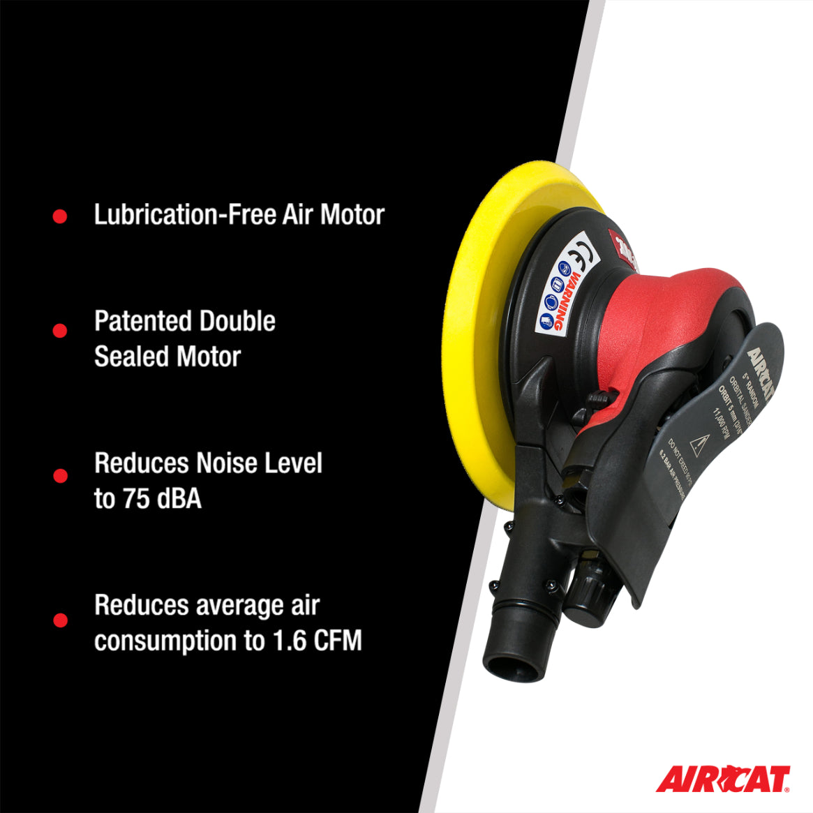 AIRCAT 6700-5-336CV: Central Vac Orbital Palm Sander 11,000 RPM