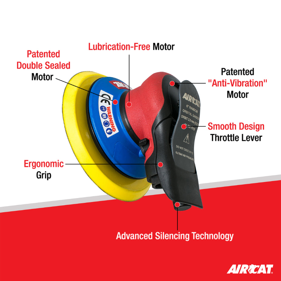 AirCAT 6700-6-332 6"" Palm Sander 3/32"" Orbit