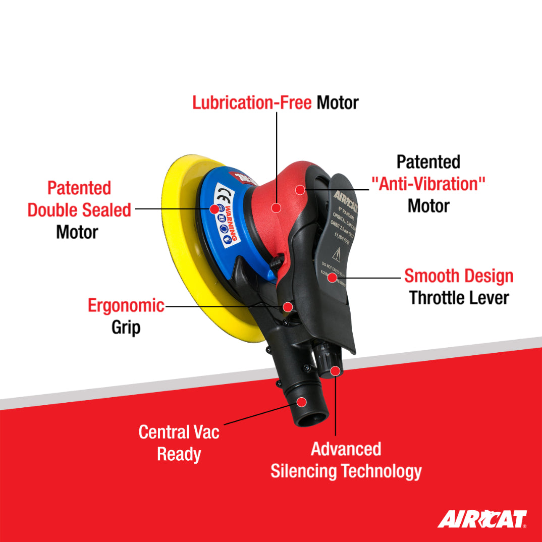 AIRCAT 6700-6-332CV: Orbital Palm Sander Central Vacuum 11,000 RPM