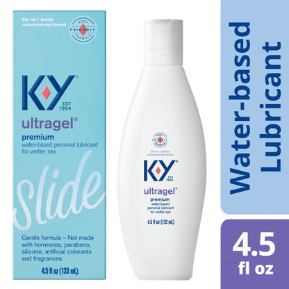 K-Y Ultragel Lube, Personal Lubricant, New Water-Based Formula, Safe for Anal Sex, Safe to Use with Latex Condoms, for Men, Women and Couples, Body Friendly 4.5 FL OZ (Pack of 6)