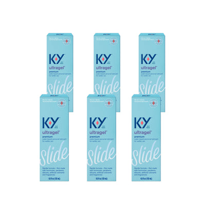 K-Y Ultragel Lube, Personal Lubricant, New Water-Based Formula, Safe for Anal Sex, Safe to Use with Latex Condoms, for Men, Women and Couples, Body Friendly 4.5 FL OZ (Pack of 6)
