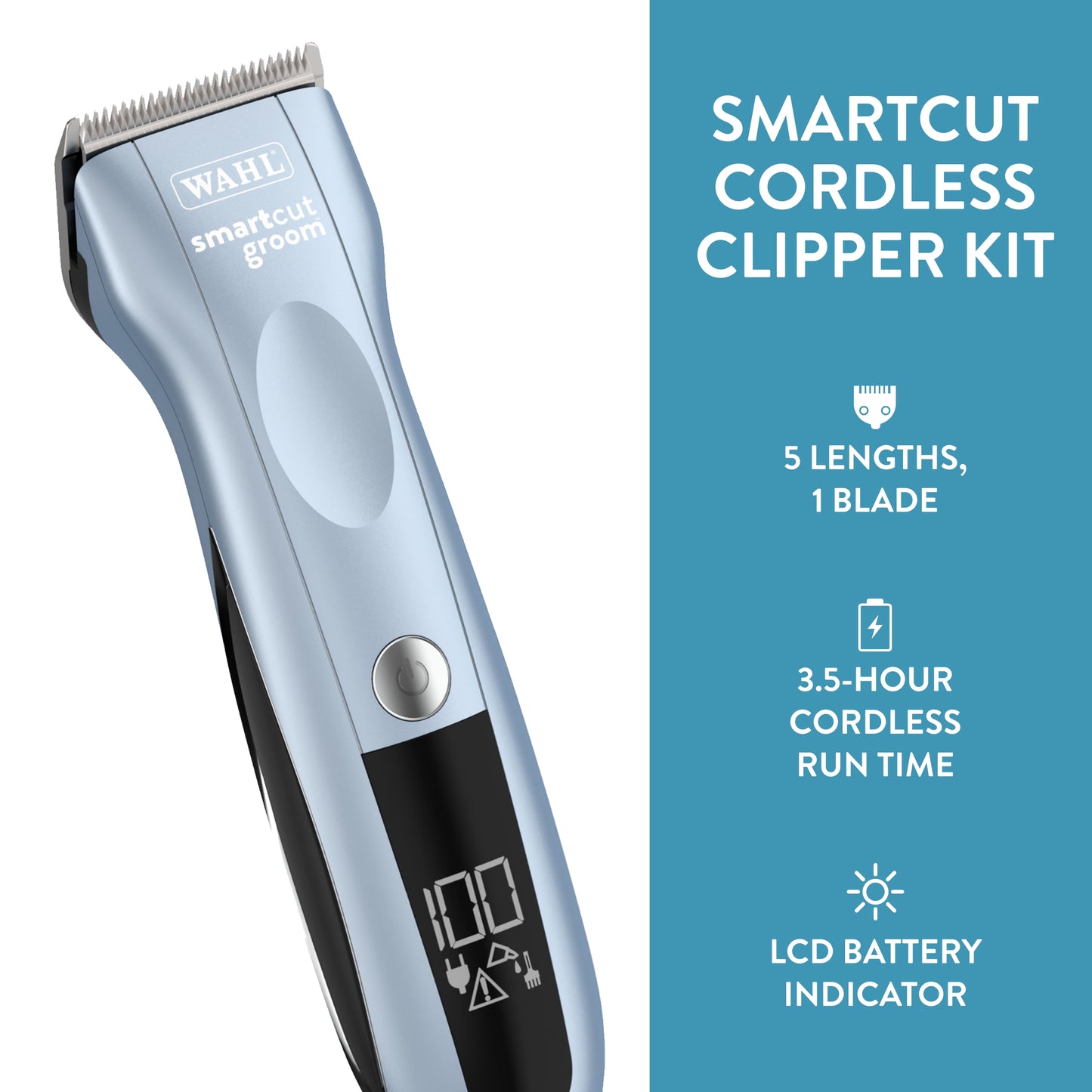 WAHL Professional Animal SmartCut Cordless Clipper Kit for Pet, Dog, and Cat Grooming, Blue (70006)