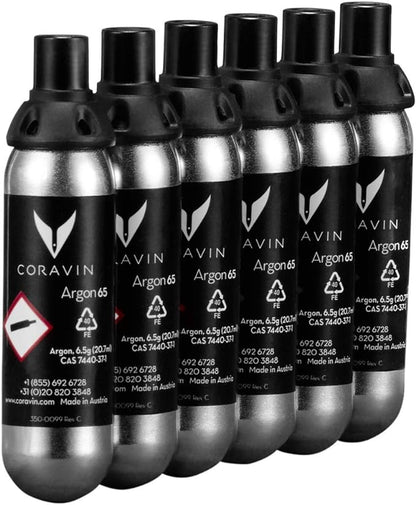 Coravin Pure Capsules - Pack of 6 - Patented Argon Gas Cartridges for Coravin Wine Bottle Opener, Needle Pourer, or Coravin Pivot