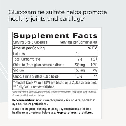 Integrative Therapeutics Glucosamine Sulfate - Supplement to Help Promote Healthy Joints* - for Women and Men - Gluten Free - Dairy Free - 240 Capsules