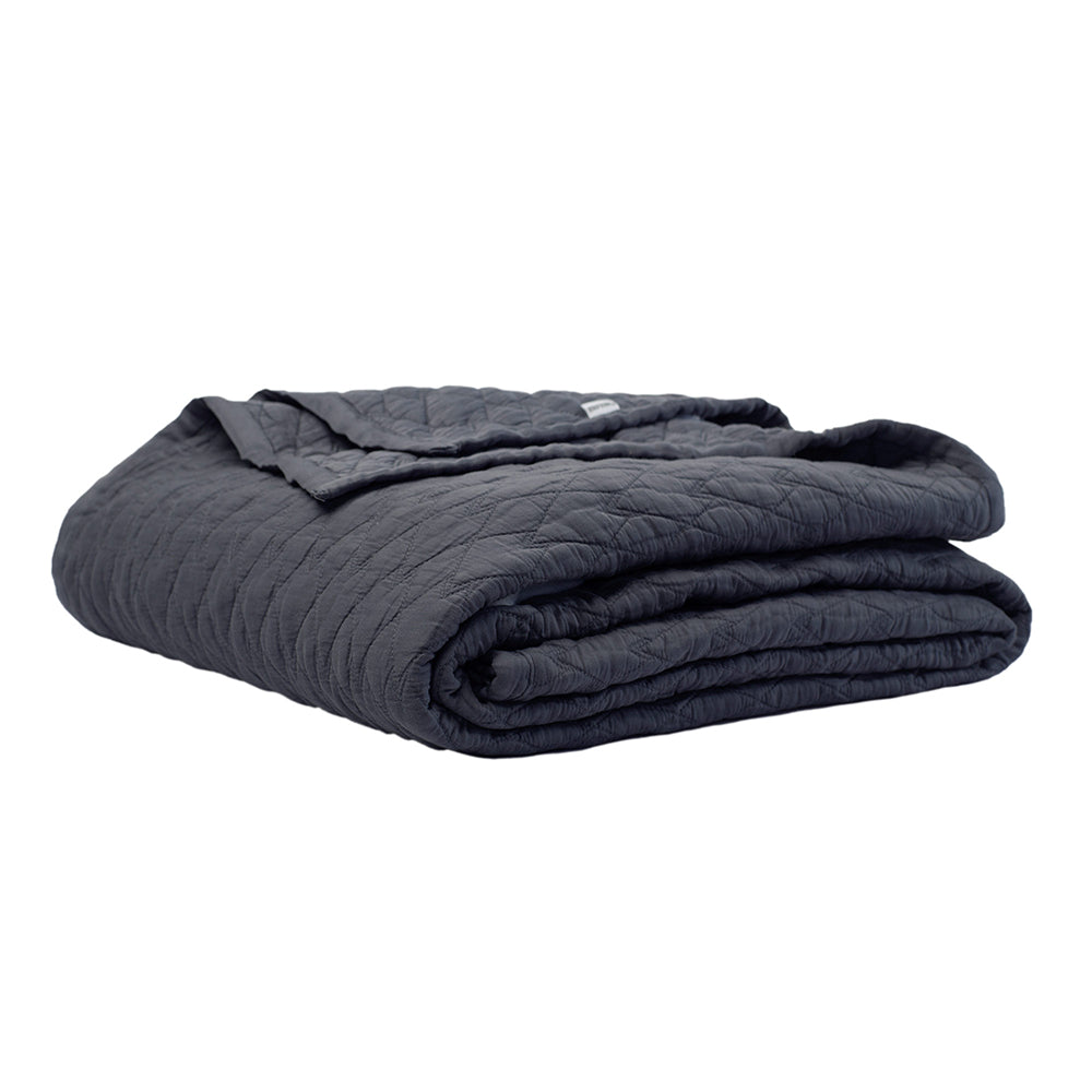 Cariloha Diamond Stitch Bamboo Quilt - Warm Blanket for Queen Bed - Blue Lagoon - Queen, 68" x 94"