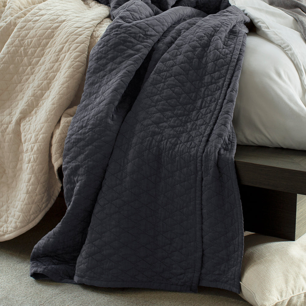 Cariloha Diamond Stitch Bamboo Quilt - Warm Blanket for Queen Bed - Blue Lagoon - Queen, 68" x 94"