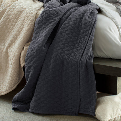 Cariloha Diamond Stitch Bamboo Quilt - Warm Blanket for Queen Bed - Blue Lagoon - Queen, 68" x 94"