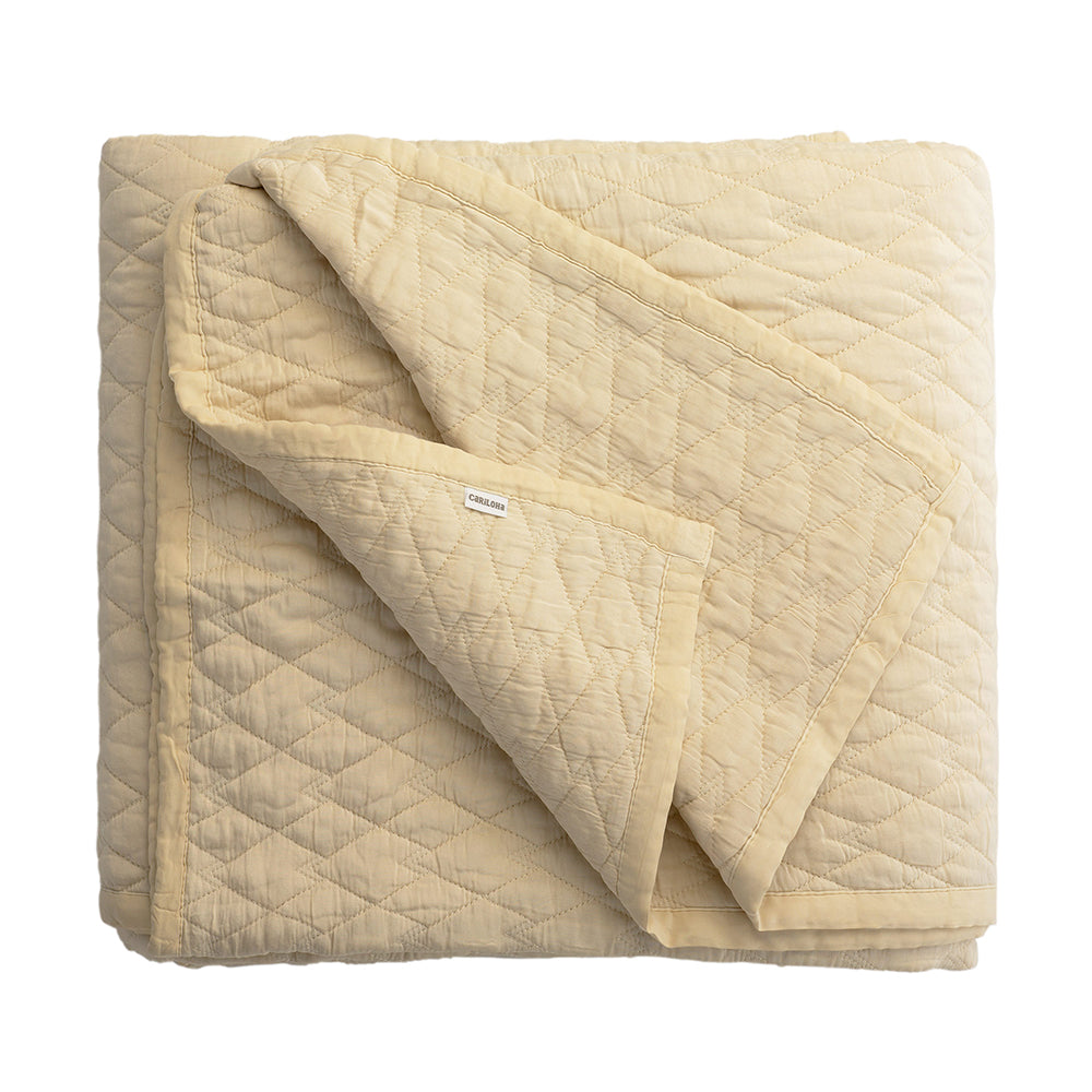 Cariloha Diamond Stitch Bamboo Quilt - Warm Blanket for Queen Bed - Coconut Milk - Queen, 68" x 94"