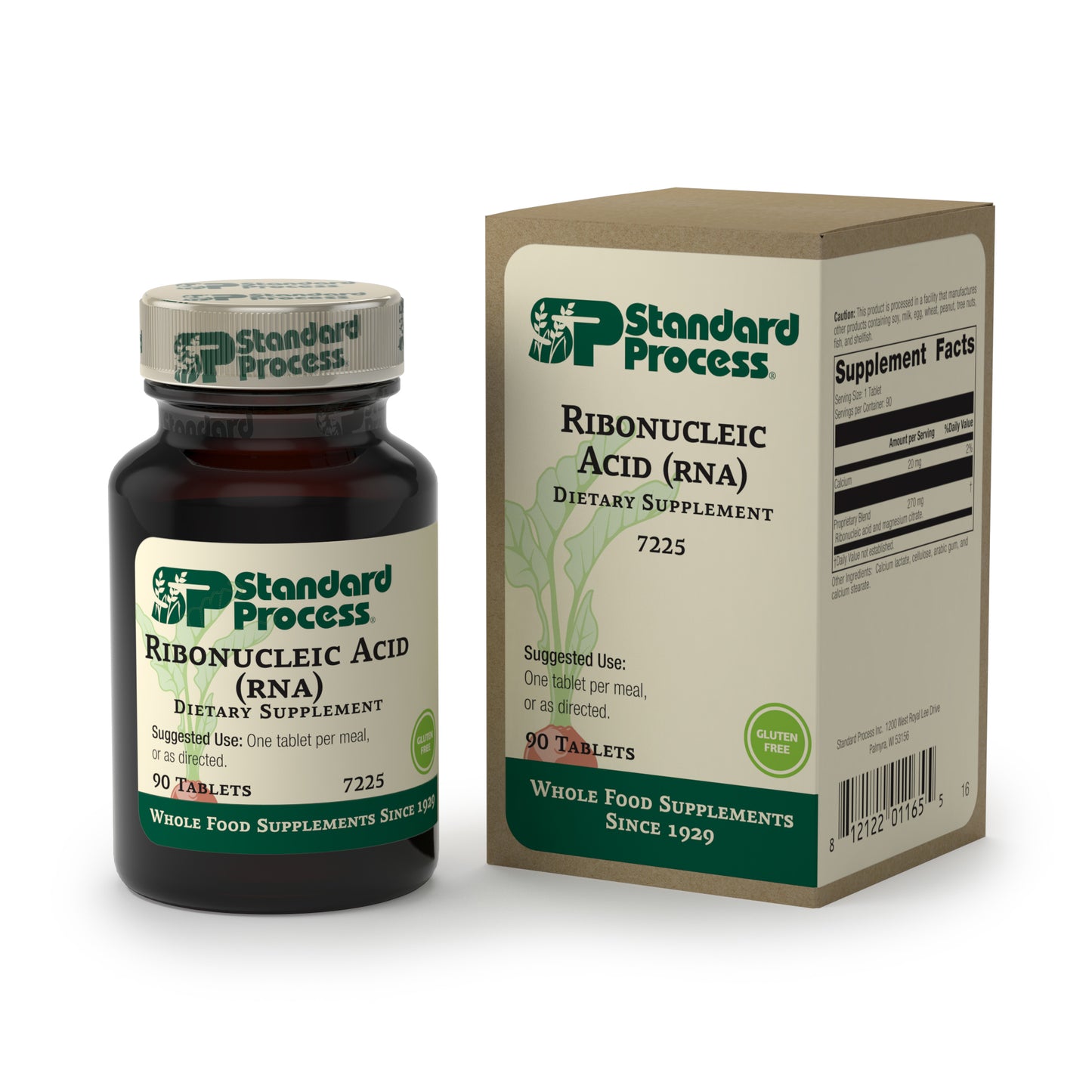 Standard Process Ribonucleic Acid (RNA) - RNA Supplement with Calcium, and Magnesium Citrate - Vegetarian, Gluten Free - 90 Tablets
