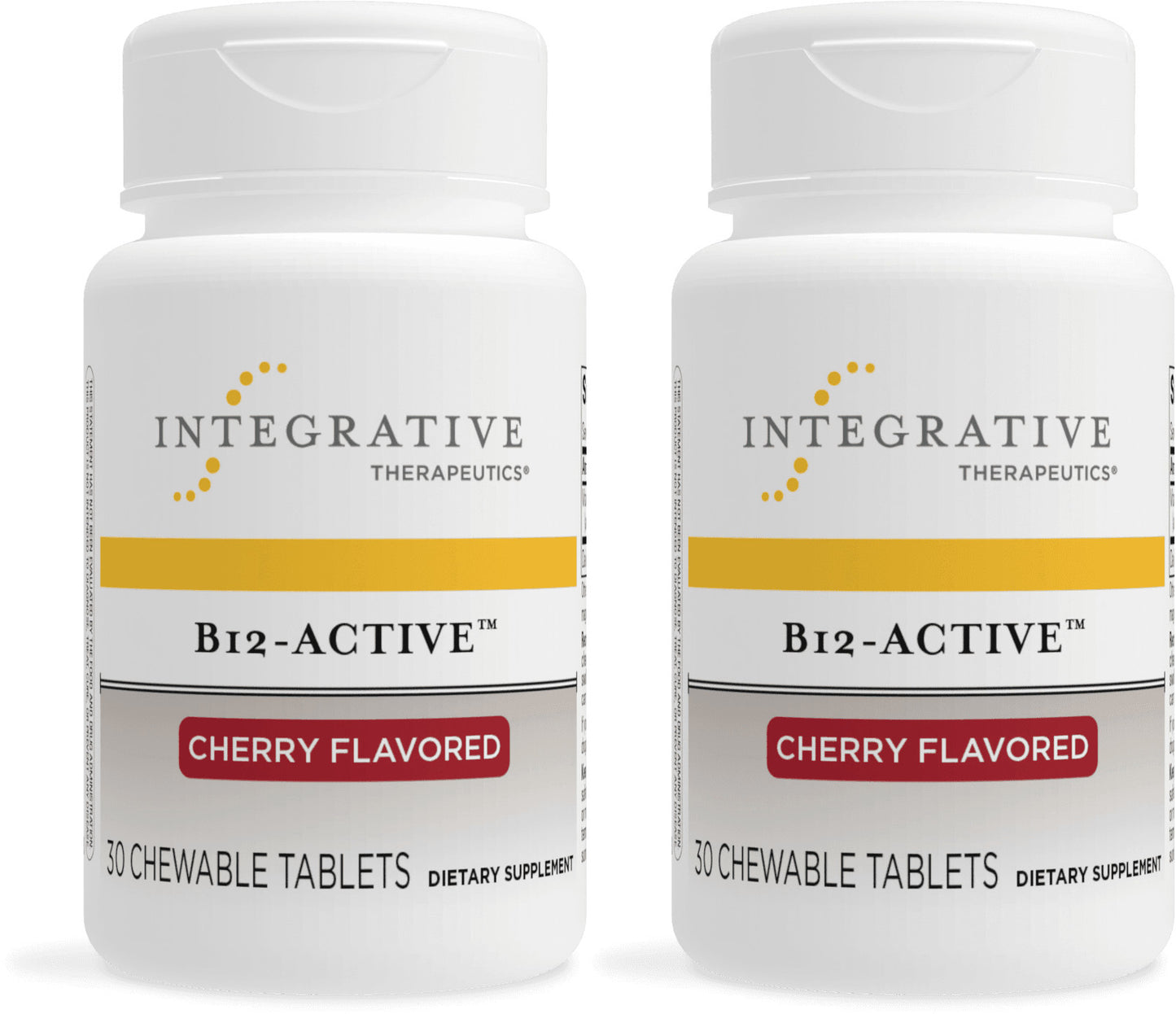 Integrative Therapeutics B-12 Active, Vitamin B12, Supports Nerve Function*, Cherry Flavored, 30 Chewable Tablets - 2 Pack