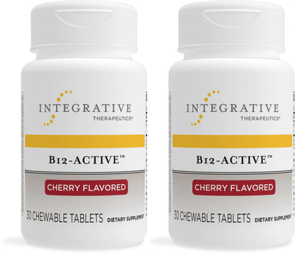 Integrative Therapeutics B-12 Active, Vitamin B12, Supports Nerve Function*, Cherry Flavored, 30 Chewable Tablets - 2 Pack