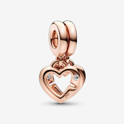 PANDORA Linked Sister Hearts Split Dangle Charm 789538C01, With Gift Box