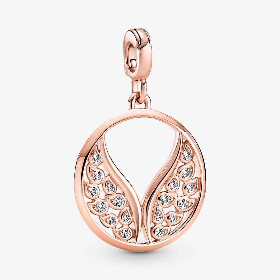 PANDORA Jewelry Me Burning Wings Medallion - Charm for Women's Bracelets, Necklaces, and Earrings - 14k Rose Gold-Plated with Cubic Zirconia, With Gift Box