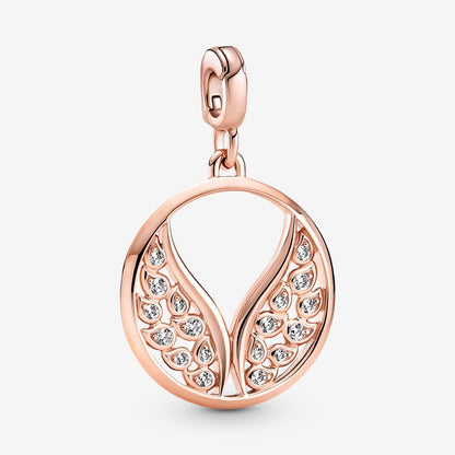 PANDORA Jewelry Me Burning Wings Medallion - Charm for Women's Bracelets, Necklaces, and Earrings - 14k Rose Gold-Plated with Cubic Zirconia, With Gift Box