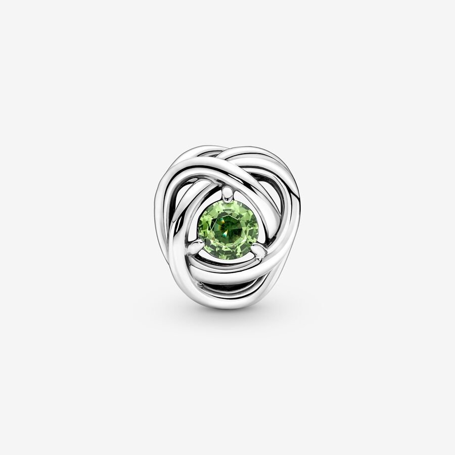 PANDORA Sterling Silver Charm With Spring Green Cryst, With Gift Box ...
