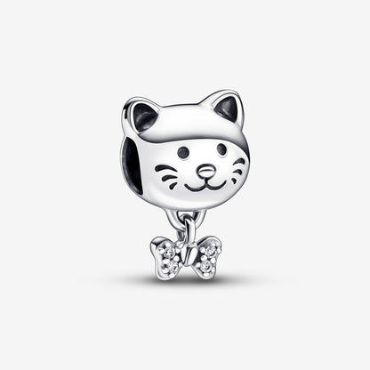 PANDORA Pet Cat & Bow Charm, With Gift Box