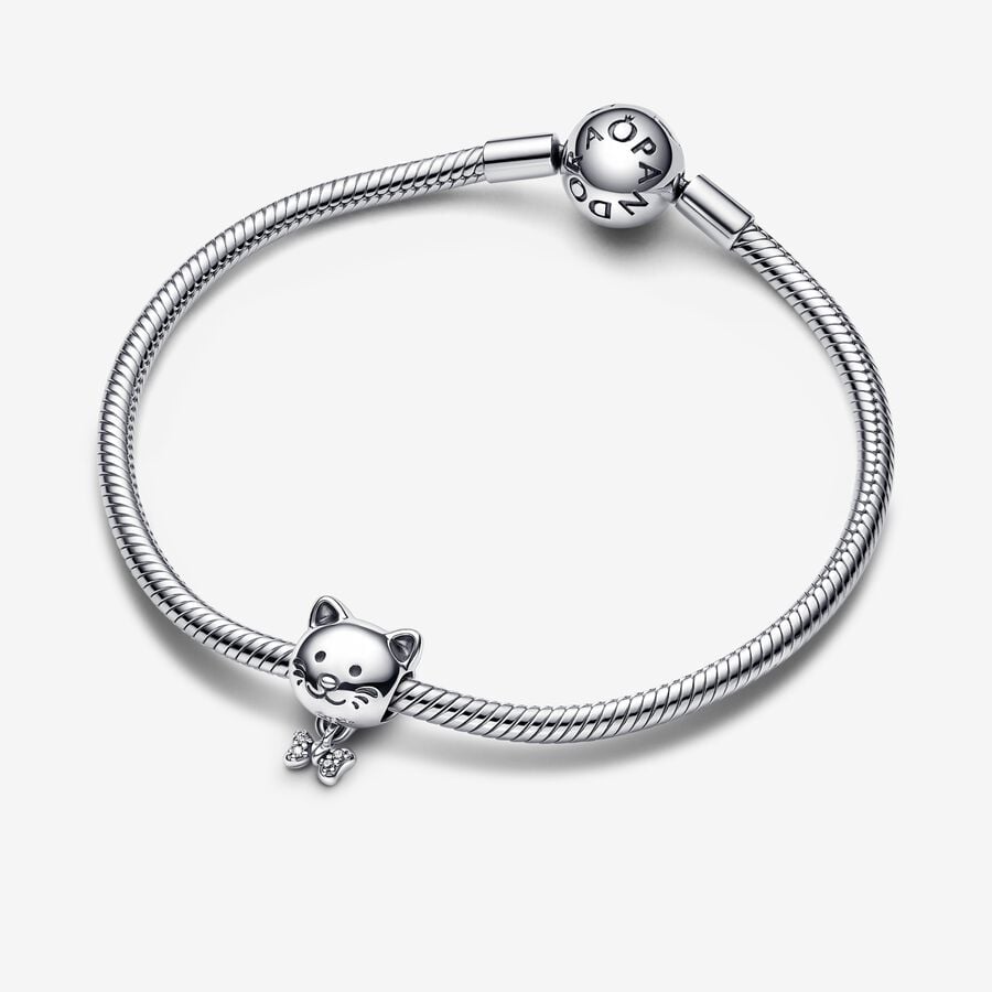 PANDORA Pet Cat & Bow Charm, With Gift Box