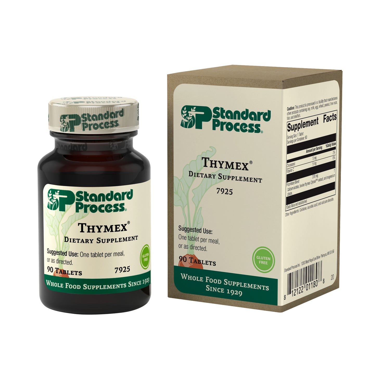 Standard Process Thymex - Whole Food Cholesterol, Thymus Supplement and Immune Support Supplement with Vitamin C, Magnesium Citrate, and Calcium Lactate - Gluten Free - 90 Tablets