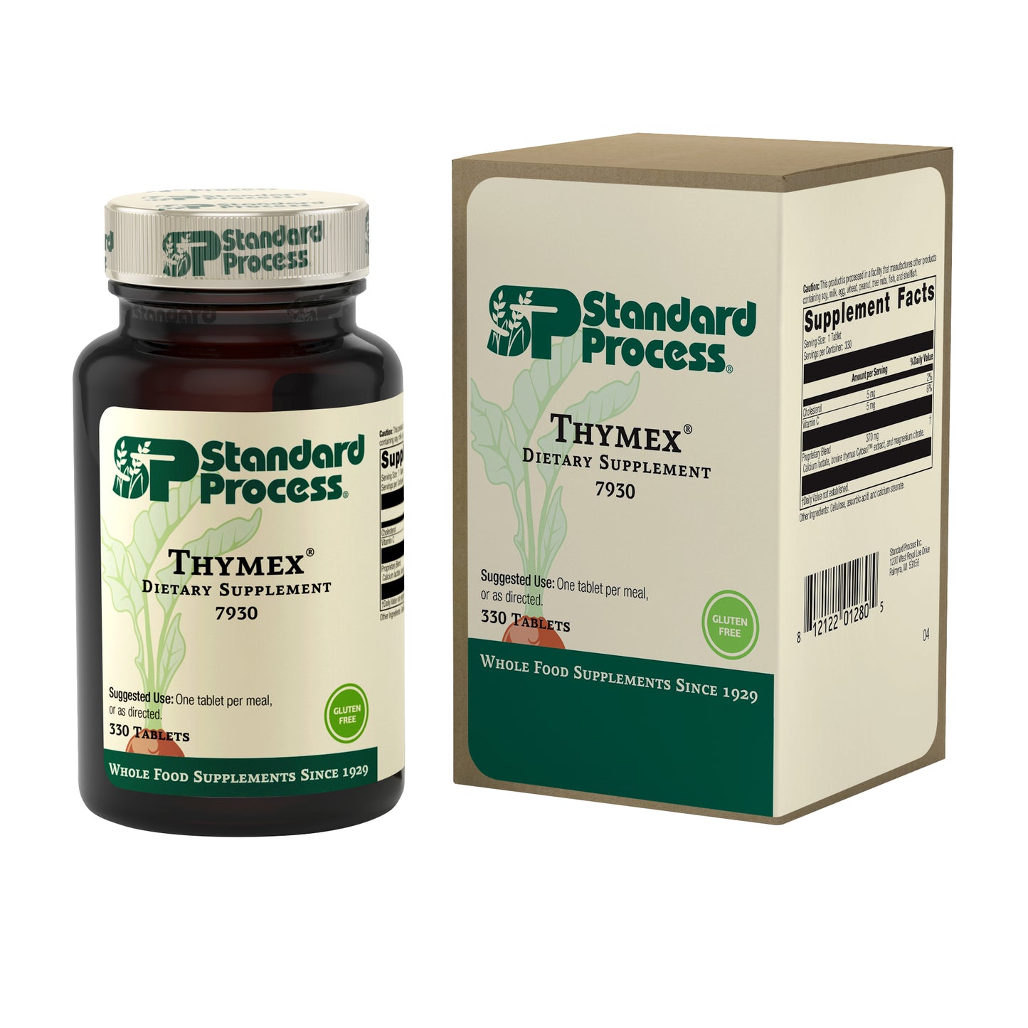 Standard Process Thymex - Whole Food Cholesterol, Thymus Supplement and Immune Support Supplement with Vitamin C, Magnesium Citrate, and Calcium Lactate - Gluten Free - 330 Tablets
