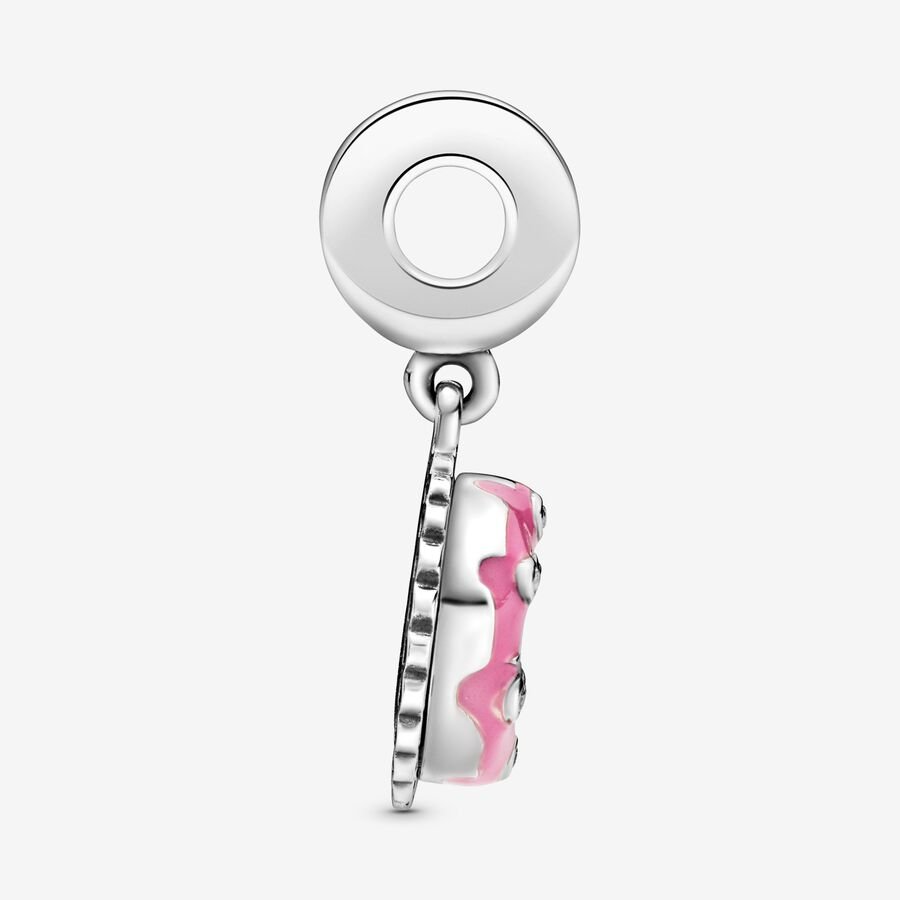 PANDORA Jewelry Pink Birthday Cake Dangle Charm - Necklace or Bracelet Charm for Women - Sterling Silver with Cubic Zirconia and Pink Enamel, With Gift Box