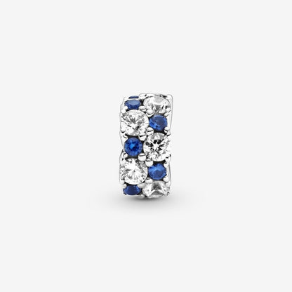 PANDORA Jewelry Clear & Blue Sparkling Clip Charm - Necklace or Bracelet Charm for Women - Sterling Silver with Cubic Zirconia and Blue Stones, With Gift Box